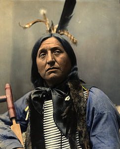 muotokuva, vasemmalla kädellä kantaa, päällikkö, oglaha sioux, Intian, intiaani, 1898