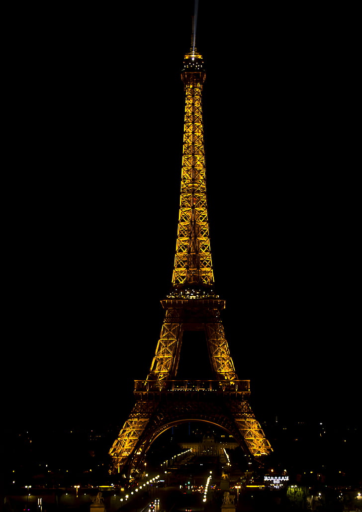 Eiffel, đêm, ánh sáng, thành phố, tối, điểm tham quan, lịch sử