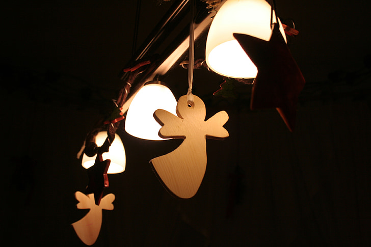 Ангел, осветление, дървен материал, декорация, Коледа, Коледна украса
