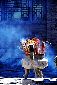 buddhism, incense burner, smoke