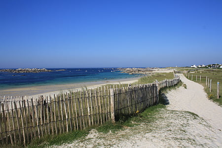 Atlántico, mar, Océano, Playa, camino de arena, Costa, Francia