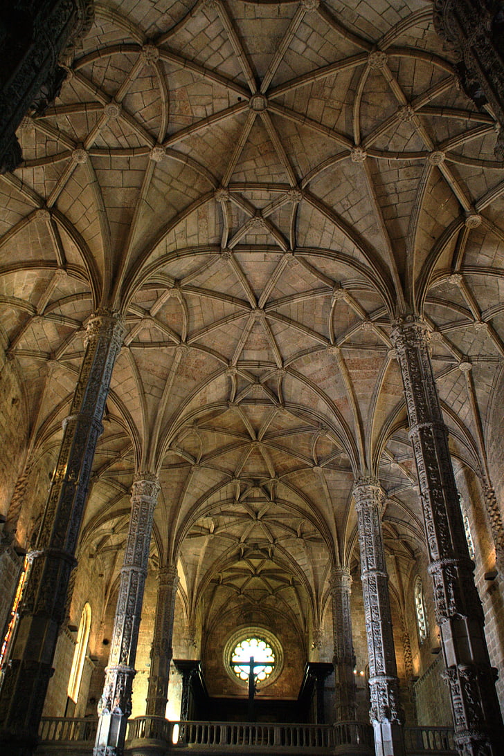 Portugali, Belem, Lisboa, kirkko, arkkitehtuuri, katedraali, sisätiloissa