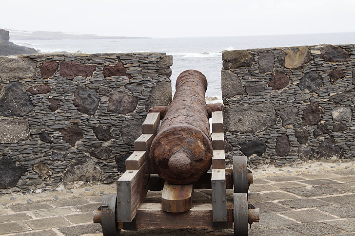 fort, gamla, försvar, Gun, byggnad, historiskt sett, havet