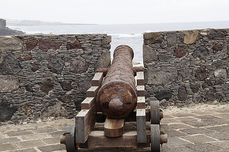 Fort, stari, obrambo, pištolo, stavbe, zgodovinsko, morje