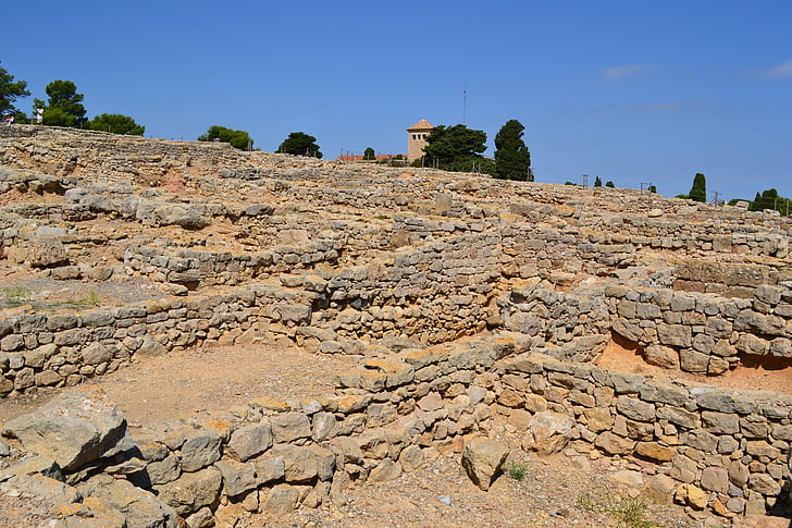 ruinene, ruinene av empúries, empãºries, costa brava, gamle byen, Middelhavet, Spania