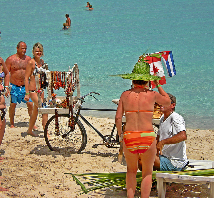 Weaver palm şapkalar, Varadero beach, Usta, plaj, Yaz, tatil, Sahil