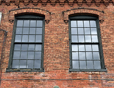 Jahrgang, Windows, alt, Ziegel, Wand, außen, Nashville