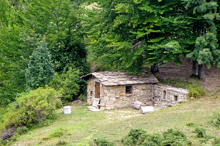 gyertya-ház, Rustico, erdő, kő, Casa antica, kövek, ősi otthon