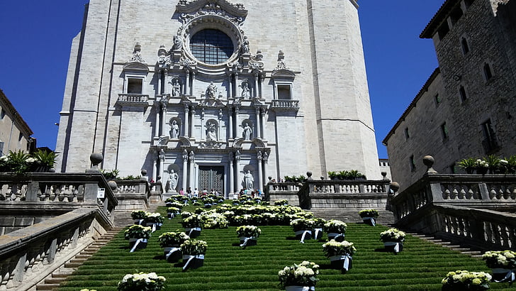 Girona, Katedrála, Gerona, Architektura, kostel, budova