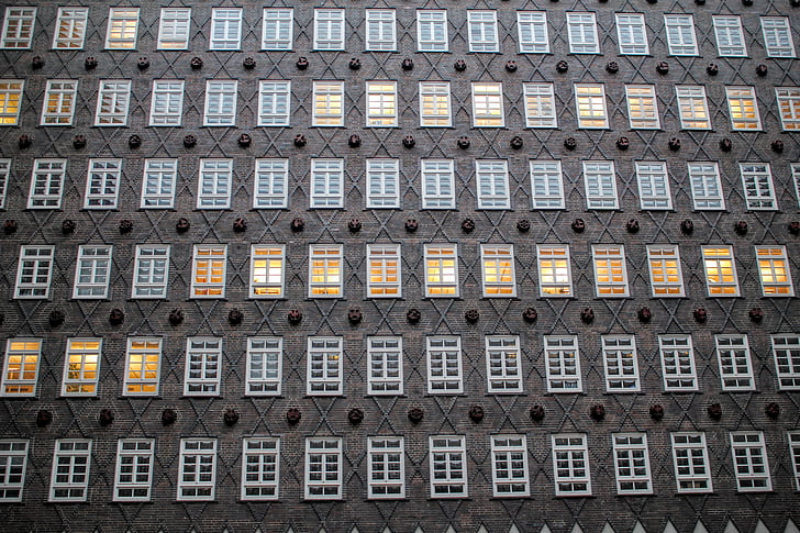 Hambourg, bâtiment, fenêtre de, brique, Chili-maison, immeuble de bureaux, architecture