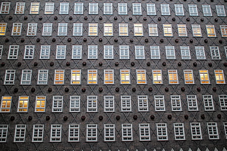 Hamburg, budynek, okno, Cegła, Chile dom, Budynek biurowy, Architektura