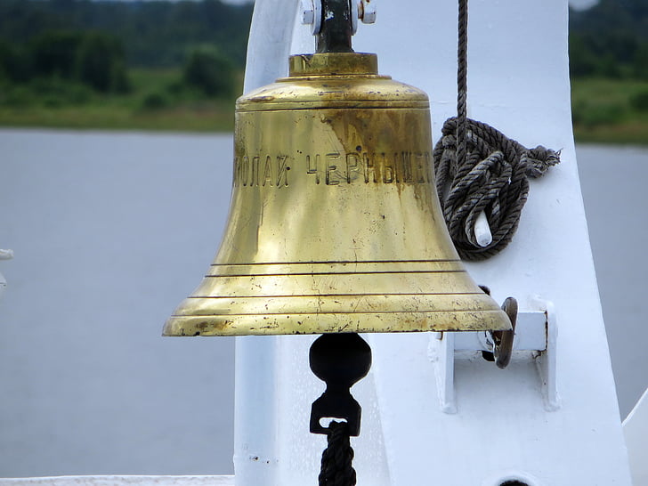 Rússia, campana, vaixell, pel riu, reflexes de llum, Volga, riu