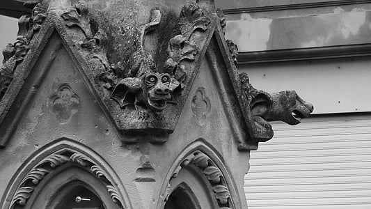 Gargoyles, gotisk, Frankrike, steinutskjæringer, gotisk arkitektur