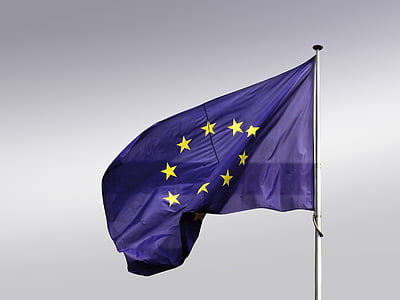 drapeau, l’Europe, Union européenne, coup, vibrations aéroélastiques