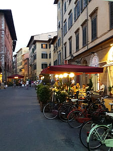 Pisa, Olaszország, Holiday, este, vacsora, kávé, étterem