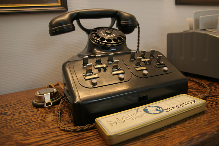 Telefon, Telefon, Kommunikation, Büro, Schreibtisch, am Arbeitsplatz, historisch