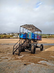 tractor del mar, Cornualla, Costa, platja, al costat del mar, vehicle, Turisme