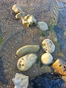 石头, 水, mar, 海滩, 海, 沙子, 卵石