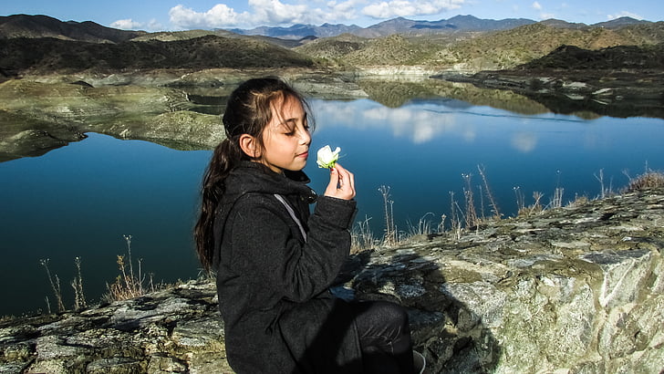 Siprus, Kalavasos, Danau, Gadis, romantis, Gunung, alam