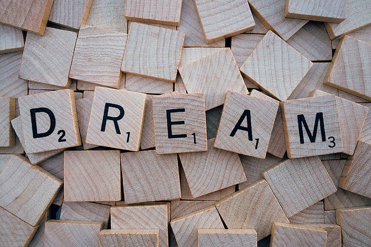 dream, word, letters, scrabble, wood - material, text, full frame