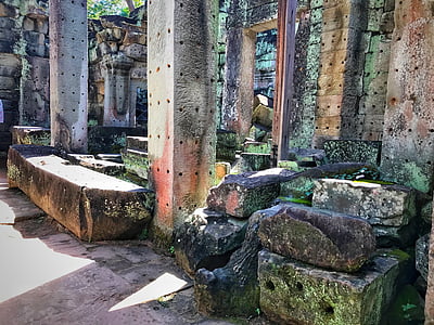 Preah khan, Templo de, Camboja, arquitetura, Angkor, antiga, Khmer