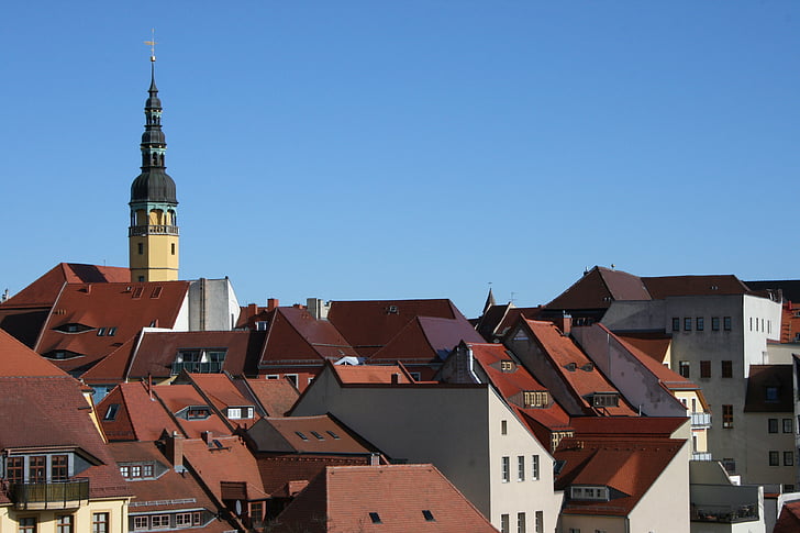 Bautzen, Saška, mesto, strehe, stolp, stavbe, strukture