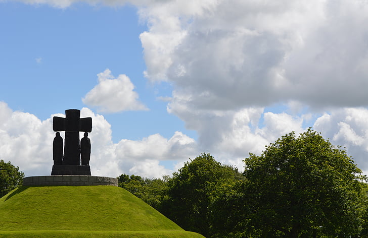 Monumento, grama, homenagem, cemitério, segunda guerra mundial, batalha, comemoração