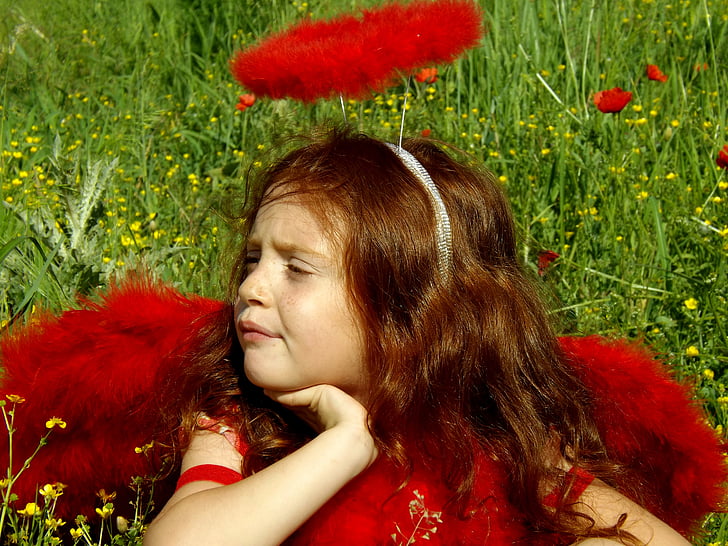Κορίτσι, παπαρούνα, κόκκινο, Άγγελος, κόκκινα μαλλιά, στρατόπεδο, λουλούδι
