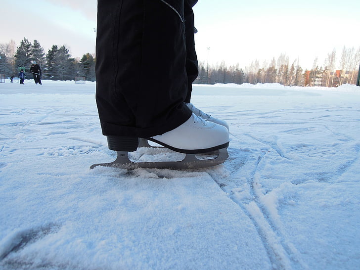 glace, patins, hiver