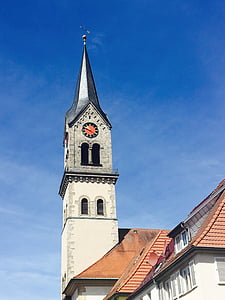 Église, tour, Allemagne, bâtiment, tours, steeple, architecture