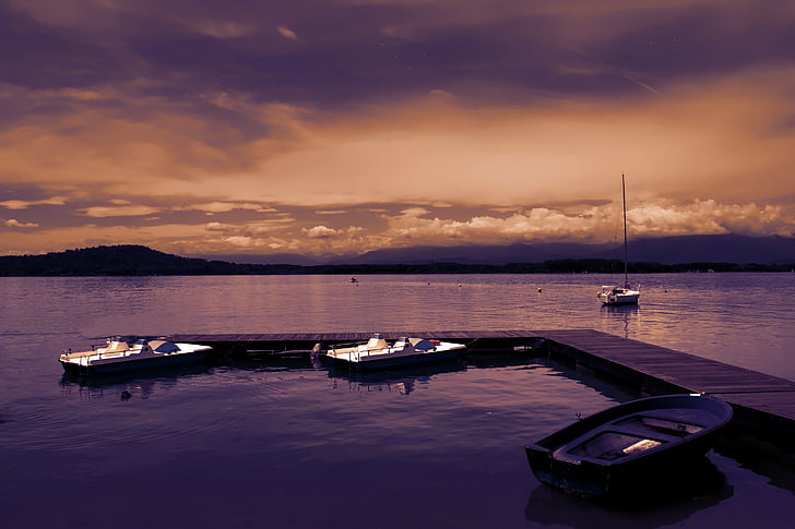 boat, sea, lake, sunset, porto, boats