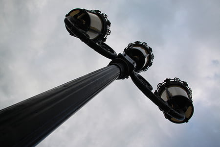 poste de la lámpara, escultura, Arriba, luz de calle, lámpara eléctrica, linterna, cielo