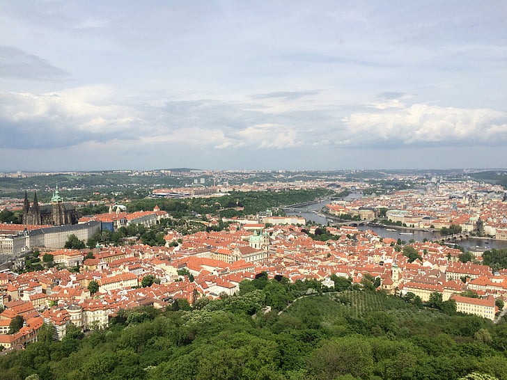 Czechy, Praga, dachu, krajobraz, panoramy