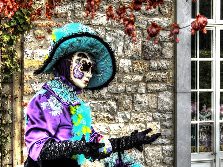 Carnaval, masker, kleuren, gezicht