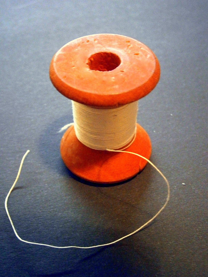 coil, role, wood, yarn, bobbin, thread spool, orange