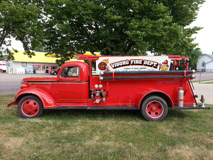 viborg, fire department, old fire truck