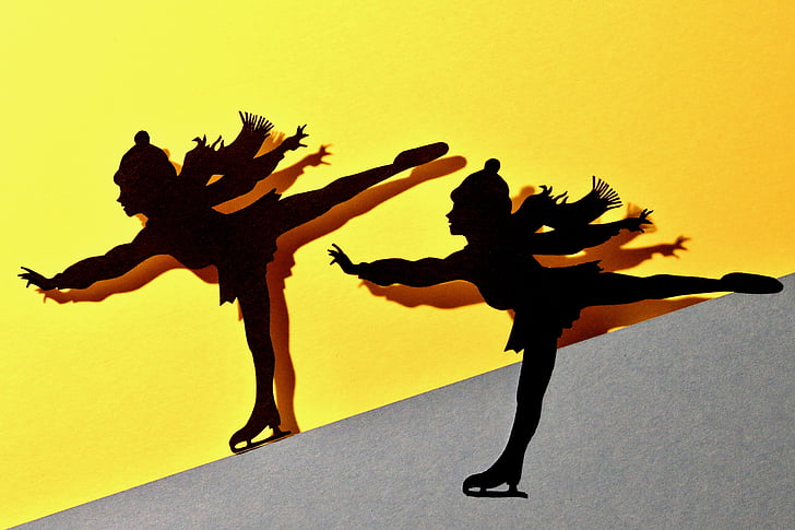silueta, patinador, Art, contorn, ombres xineses, il·lustració, persones