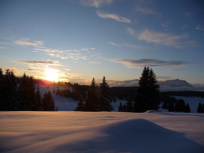 Luserna, Trentino, pôr do sol, montanhas, Dolomitas, montanha, céu
