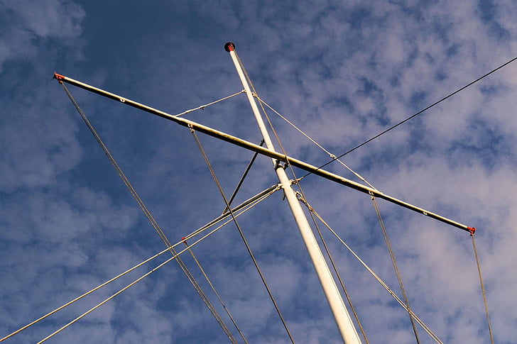 flagpole, ropes, sky, high, enormous, from the bottom
