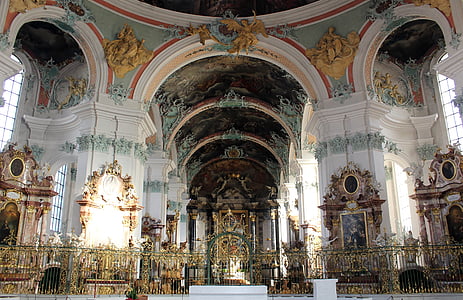 Gallen katedraali st, Stiftskirche-kirkko, Sanctuary, Late baroque, St. gallen, Sveitsi, kirkko