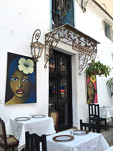 Cuba, Habana, Verão, restaurante, entrada, ao ar livre, tabela