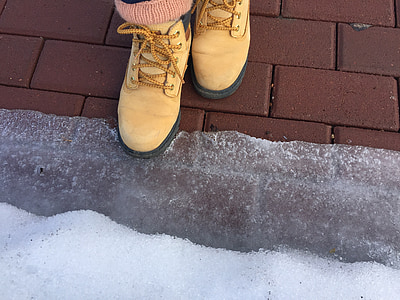 salju, es, mencair, kaki