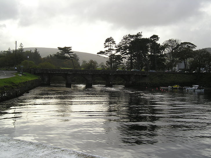folyó, híd, Írország, patak, víz, festői, táj