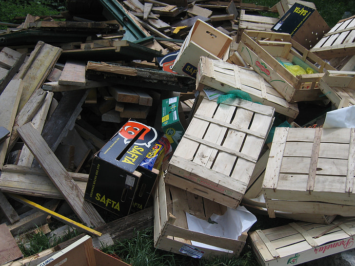 waste, wood, wooden boxes, crates, scrap, waste pile, disposal