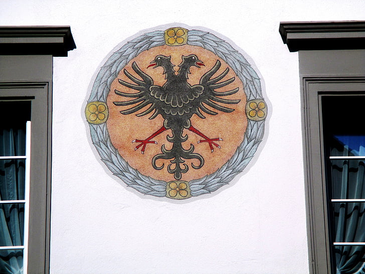 arquitectura, casco antiguo, mural, capa de brazos, Adler, ventana, Diessenhofen