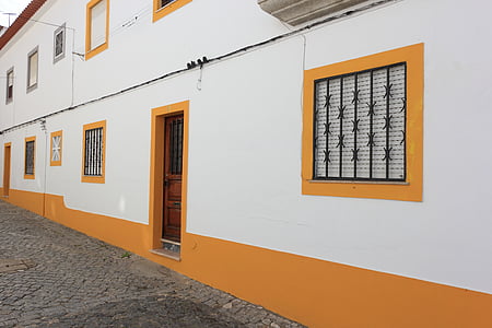 Portugália, Évora, utca, ablak, ajtó