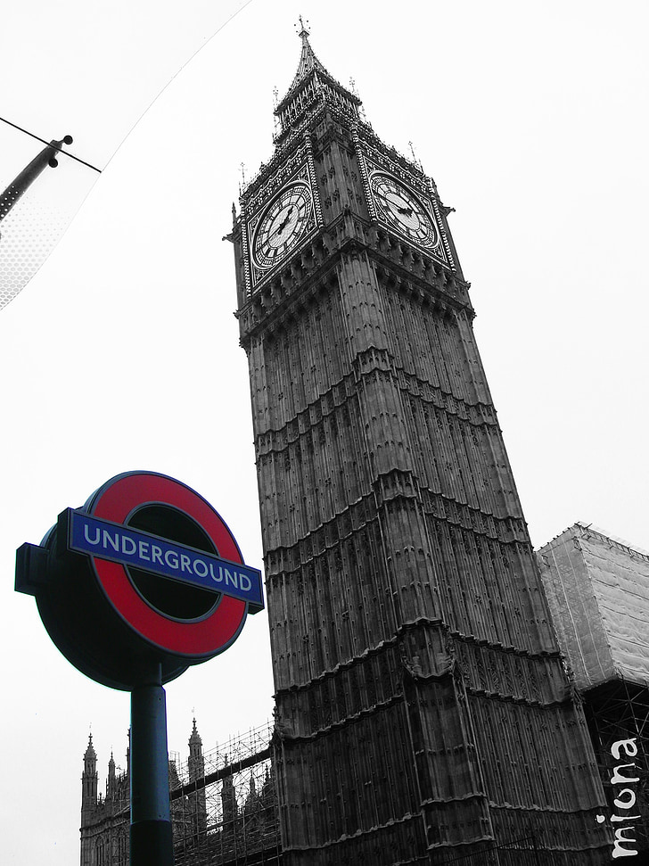 Londýn, města, hodinová věž, městský, Londýnské metro, britské, stanice metra