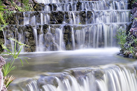 water, waterfall, nature, vegetation, river, landscape, rocks