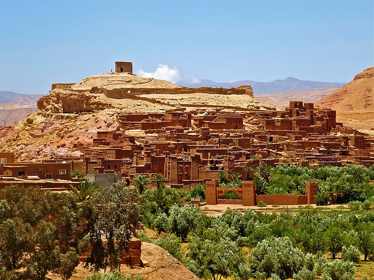 Marrocos, Fortaleza, Adobe, Castelo, deserto