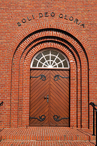 porte de l’église, entrée, portail, en plein cintre, Basse-Saxe, inscription, latine